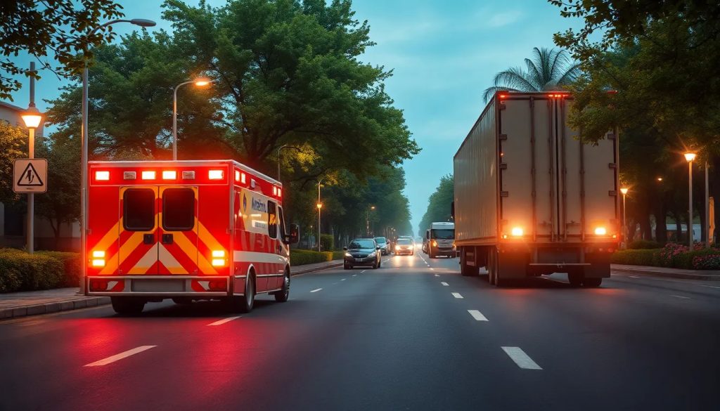accidente de trailer por colision con vehiculo de emergencia abogado