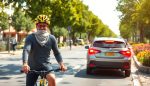demanda por accidente de ciclista por automovil que gira a la derecha peligrosamente