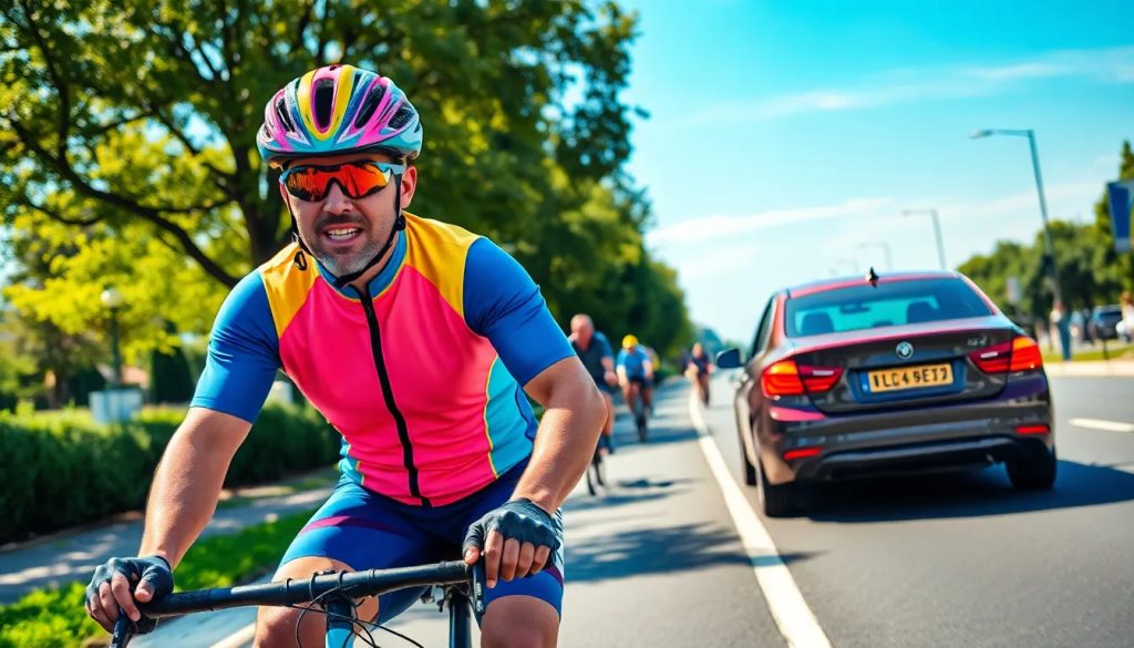 demanda por accidente de ciclista por conductor agresivo que intenta asustar